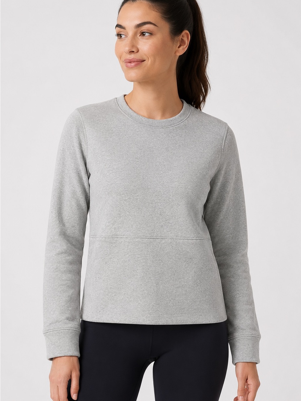 Lululemon Be True Fleece Crew Heathered Gray Side Zip Sweatshirt Size 2 EUC